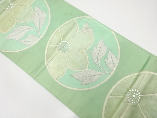 JAPANESE KIMONO / ANTIQUE FUKURO OBI / SILK / WOVEN FLOWER